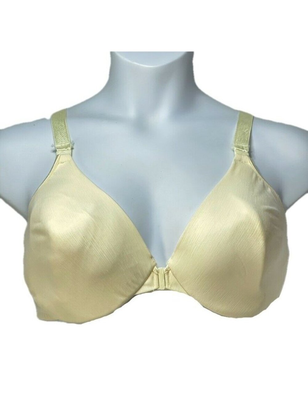 Bali Womens Wire-Free Bra Size 40D Lightly Lined Front Close Beige Nylon & Spand